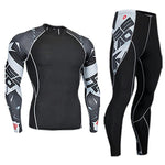 men's clothing compression men t-shirt + leggings rashgard kit long sleeves top for fitness man tracksuit thermal underwear base