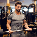 New Compression T-shirt Jogger Sporting Skinny Tee Shirt Male Gyms Fitness Bodybuilding Workout grey red Tops Crossfits Clothing