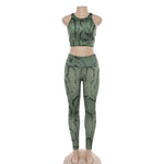 IWUPARTY 2 Piece Snake Print Yoga Set Women Crisscross Back Sportwear Gym Clothing Fitness Leggings Workout Sports Suit Female
