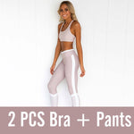 2019 New Yoga Bodybuilding Vest Set Women Fashion Tight Trousers Motion Suit Yoga Bra Pants Woman Fitness Sport Clothing Suits