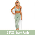 2019 New Yoga Bodybuilding Vest Set Women Fashion Tight Trousers Motion Suit Yoga Bra Pants Woman Fitness Sport Clothing Suits