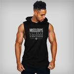Muscleguys Liftwear Sleeveless Shirt with hoody Brand gyms Clothing Fitness Men Bodybuilding stringer tank tops Hoodies singlets