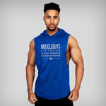 Muscleguys Liftwear Sleeveless Shirt with hoody Brand gyms Clothing Fitness Men Bodybuilding stringer tank tops Hoodies singlets