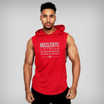 Muscleguys Liftwear Sleeveless Shirt with hoody Brand gyms Clothing Fitness Men Bodybuilding stringer tank tops Hoodies singlets