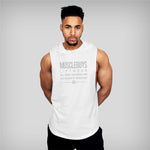 Muscleguys Liftwear Sleeveless Shirt with hoody Brand gyms Clothing Fitness Men Bodybuilding stringer tank tops Hoodies singlets