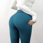 Mulheres de alta elasticidade da aptidão do esporte gym leggings calças yoga magro correndo calças esportivas calças esportivas roupas sem costura